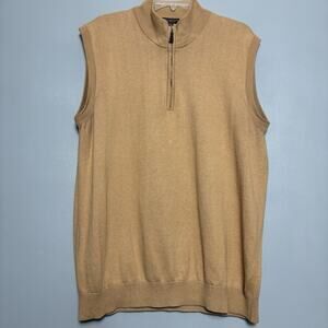 J Hilburn Men’s Cashmere Silk Blend Golf Vest Brown Large